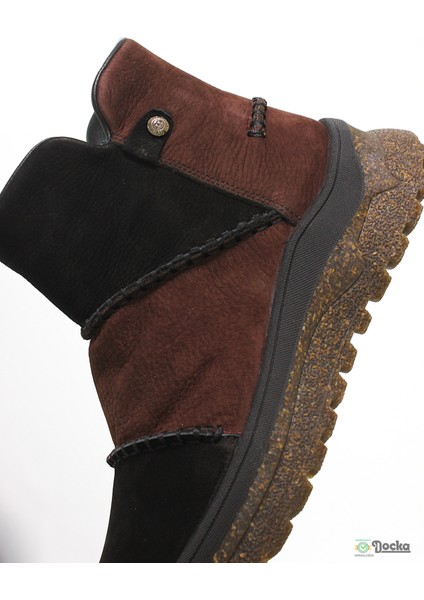 Mammimia Kadın Hakiki Deri Ortopedik Fermuarlı Düz Kalın Taban Spor Günlük Bot M26/KB4090