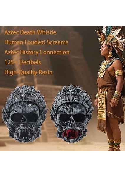 Aztek Ölüm Düdüğü - 125+ Desibel Insanın En Yüksek Çığlıkları, Cadılar Bayramı Için Antik Aztek Düdüğü, Dia De Los Muertos, Korku ve Tarih Hayranları Için Benzersiz Hediyeler (Siyah B) indirimleri