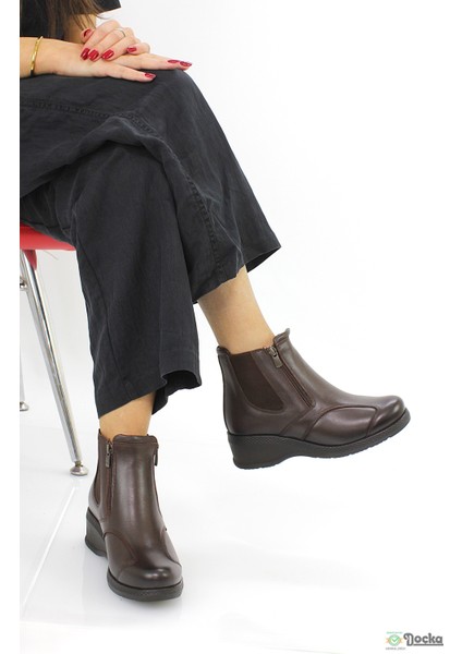 Kadın Fermuarlı Deri Ortopedik Kaymaz Dolgu Taban Günlük Anne Botu F24/KB25652 fırsatları