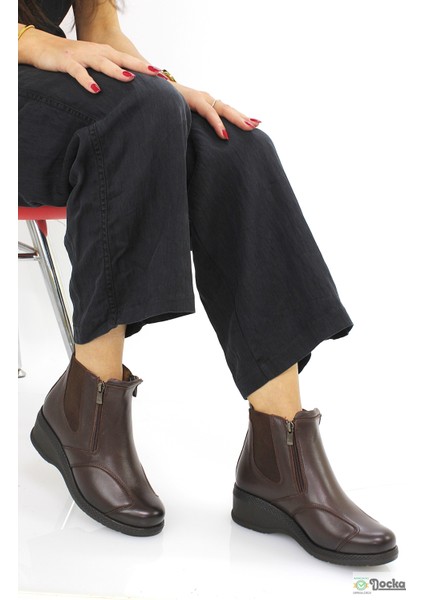 Kadın Fermuarlı Deri Ortopedik Kaymaz Dolgu Taban Günlük Anne Botu F24/KB25652 indirimleri