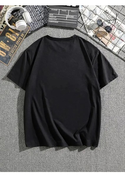 Erkek Dağ Grafikli Tişört, Yaz Için Büyük Beden Rahat T-Shirt - Siyah fiyatları