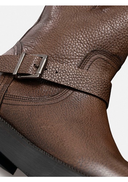 Kahverengi Fermuarlı Tokalı Hakiki Yumuşak Deri Kadın Bot indirimleri