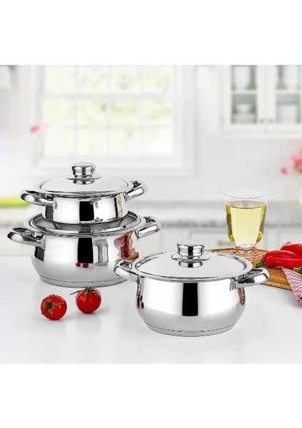 Heyf Gülsan Çakır 6 Parça Çelik Kapaklı Tencere Seti