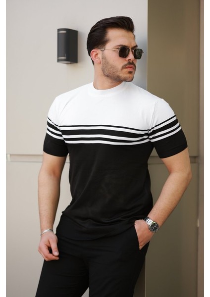 Erkek Çizgili Kısa Kollu T-Shirt