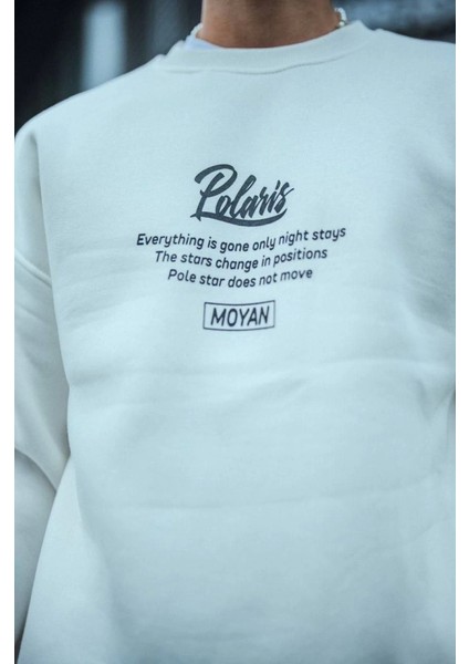 Kışlık Bisiklet Yaka Ön ve Arka Baskılı Sweatshirt - Beyaz fiyatları