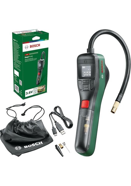 Home And Garden Easypump Elektrikli Hava Pompası Mini Kompresör, 3.0 Ah Akü, 3.6 V, Otomatik Durdurma Fonksiyonu, 150 Psi, 10.3 Bar, Led, Usb-C Şarj, Yeşil