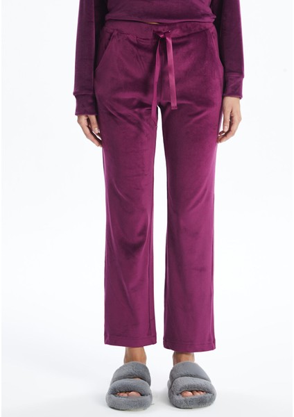 Yeni Sezon Beli Lastikli Düz Kadife Kadın Pijama Alt modelleri