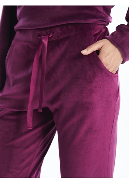 Yeni Sezon Beli Lastikli Düz Kadife Kadın Pijama Alt fırsatları