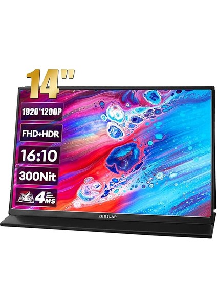 Z14 Lite Pro 14'' Fhd+Hdr 1920X1200 60Hz Ads-Ips Panel Type-C Ultra Ince, Dokunmatik Taşınabilir Monitör (ZL-Z14-LITE-PRO)