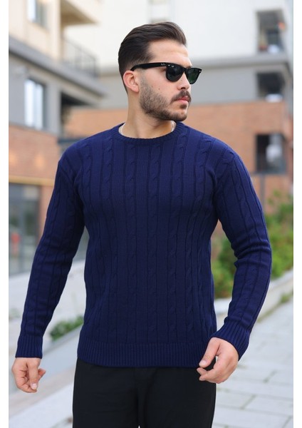 Erkek Örgü Desen Bisiklet Yaka Kazak modelleri