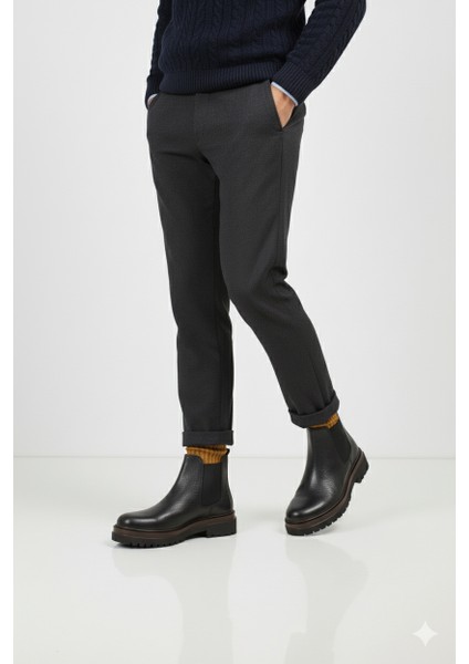 Chelse Model Lastik Detaylı Hafif Kalın Taban Hakiki Deri Günlük Klasik Tarz Bağcıksız Erkek Bot ER5K/B725 fiyatları