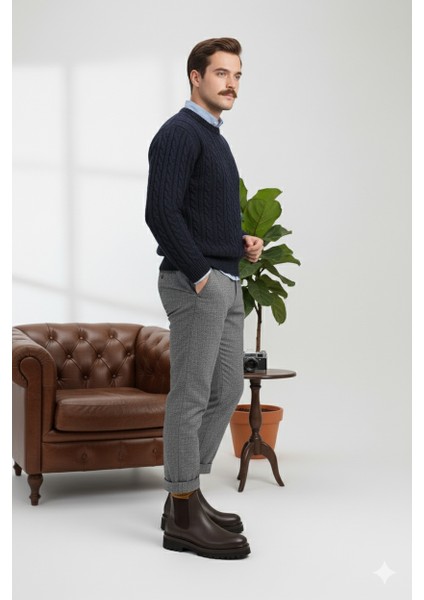 Chelse Model Lastik Detaylı Hafif Kalın Taban Hakiki Deri Günlük Klasik Tarz Bağcıksız Erkek Bot ER5K/B725