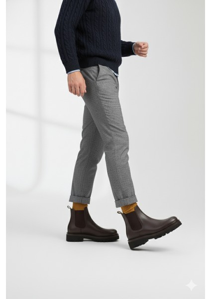 Chelse Model Lastik Detaylı Hafif Kalın Taban Hakiki Deri Günlük Klasik Tarz Bağcıksız Erkek Bot ER5K/B725 modelleri