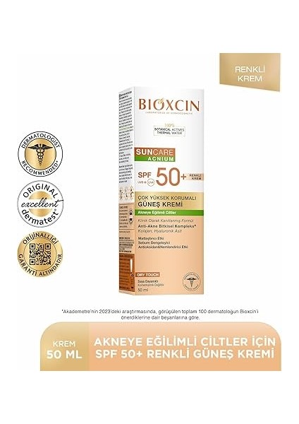 Sun Care Akneye Eğilimli Ciltler Için Renkli Güneş Kremi 50 Spf - Akne, Dry Touch, Mat Tinted fiyatları