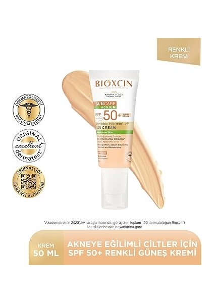 Sun Care Akneye Eğilimli Ciltler Için Renkli Güneş Kremi 50 Spf - Akne, Dry Touch, Mat Tinted indirimleri