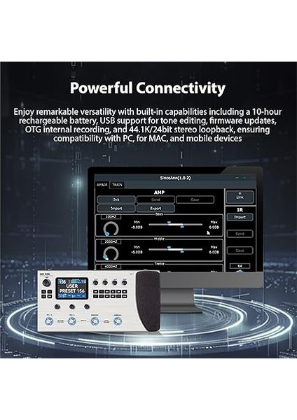 Çok Efektli Pedal, M Vave Gitarlar Efekt Işlemcisi 120 Amp Modeli Davul Makinesi Döngü Mıdı Arayüzü Re Amp Bas Aksesuarları Çok Efekt indirimleri