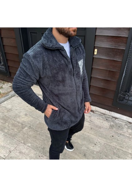 Erkek Polar Fermuarlı Sweatshirt – Kapüşonsuz, Cepli, Yumuşak Dokulu, Oversize Rahat Kalıp, K modelleri