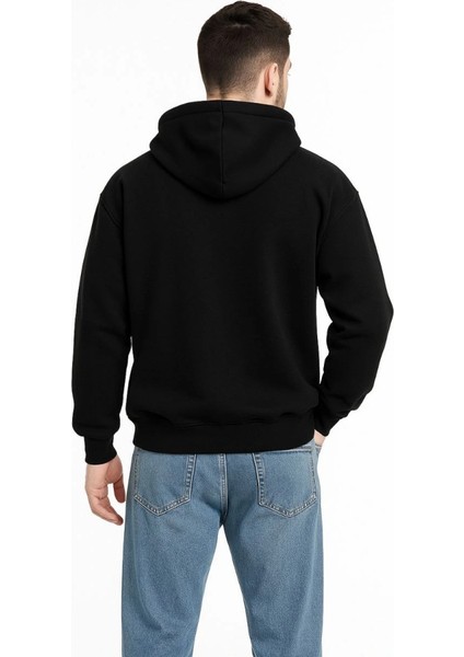 Erkek Kapüşonlu Sweatshirt Hoodie 3 Iplik Şardonlu Pamuklu Kumaş, Önü Baskılı, Fermuarlı modelleri