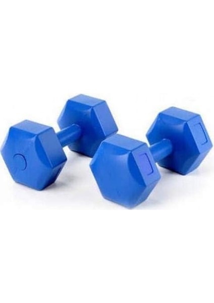 6 kg Pilastik Dambıl Set Mavi