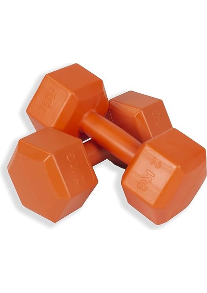 2 kg Altıgen Turuncu Dambıl Seti 2 kg x 2 Adet Toplam 4 kg Ağırlık Seti