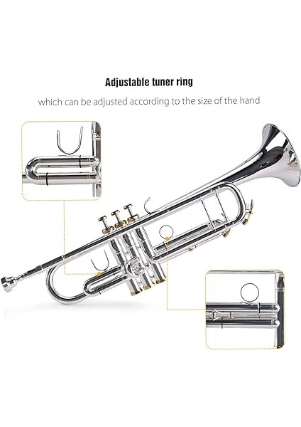 Profesyonel Bb Düz Trompet Gümüş 5c Ağızlık Eldiven ve Temizleme Bezi ile Kaplı, Yastıklı Taşıma Çantası ile Uygun Depolama ve Taşıma Için Temizlik Bezi modelleri