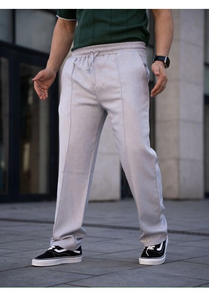 Erkek Keten Cepli Çıma Dikişli Jogger Buggy Pantalon Rahat Kalıp - Gri fırsatları