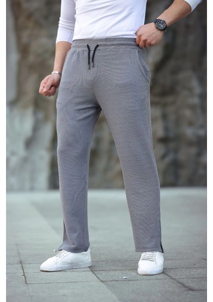 Erkek Paça Yırtmaçlı Burgu Selanik Dokulu Jogger Buggy Pantalon Rahat Kalıp - Gri modelleri