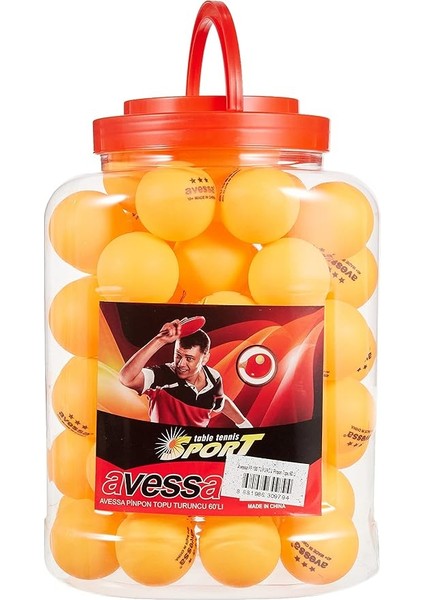 Pinpon Topu, 40+ Gazlı, 60 Adet, Turuncu, PP-100