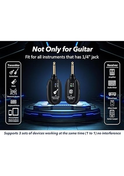 Elektro Gitar Verici, Gitar Sistemi Elektro Gitar Bas Için Kablosuz Gitar Verici Alıcı indirimleri