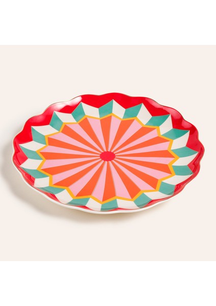 Luohu Porselen Yemek Tabağı 27x27x3 Cm Kırmızı modelleri