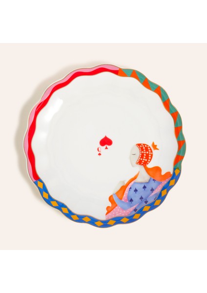 Luohu Porselen Pasta Tabağı 19x19x2 Cm Renkli