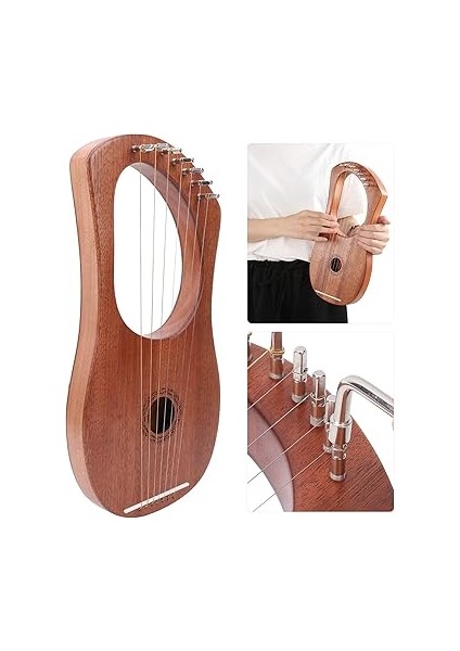 Harp 7 Strings, Metal String, Maun Vücut, Ayar Anahtarı ile Dizilmiş Müzik Aletleri, Klasik Stil Arp Enstrümanı Lyra Harp Kit Yeni Başlayanlar Için Yetişkinler fiyatları