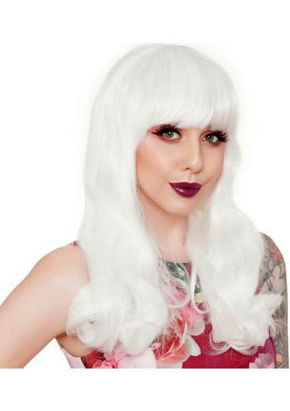 Beyaz Renk Kahküllü Dalgalı Uzun Parti Peruğu (4940) fiyatları