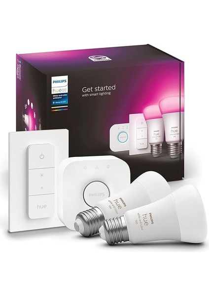 Huewca Renkli Akıllı Ampul Başlangıç Seti 9-75W 2'li E27 Bluetooth Özellikli