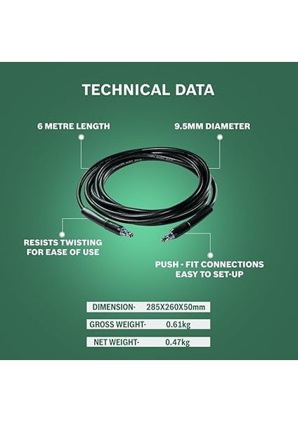 Home And Garden Hortum Yüksek Basınçlı Yıkama Cihazları Için Yüksek Basınç Hortumu, Siyah indirimleri