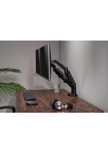 GO-5350 Dual Monitor Arm, Gas Spring Adjustable Stand For 43 To 81 cm Screens, 9 kg Load Per Arm, 180° Rotation Stop, Detachable Vesa Mount, Cable Management System - Black fırsatları