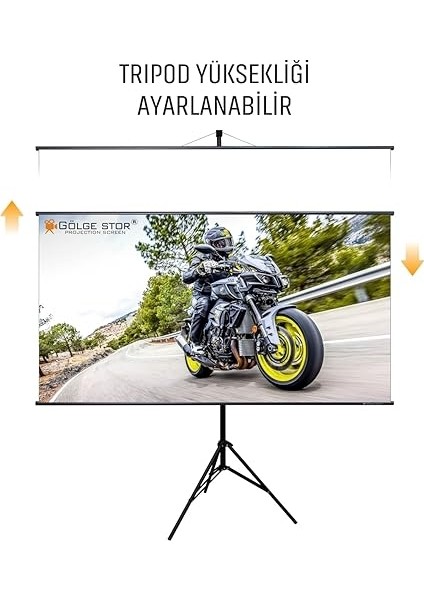 Stor EN200CM BOY115CM Projeksiyon Perdesi Tripodlu Ayaklı Taşınabilir Yeni Akıllı Kumaş Işık Geçirmez modelleri