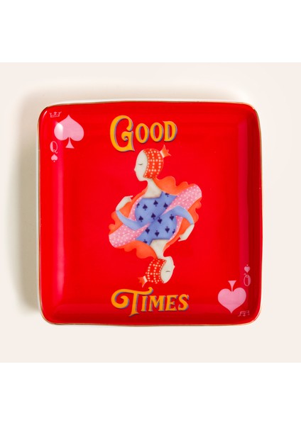 Luohu Porselen Tabak 12x12x2 Cm Kırmızı