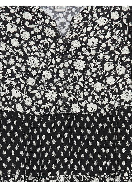 Lcw Kids Siyah Bisiklet Yaka Çiçekli Kız Çocuk Elbise fiyatları