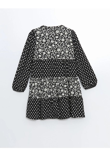 Lcw Kids Siyah Bisiklet Yaka Çiçekli Kız Çocuk Elbise modelleri