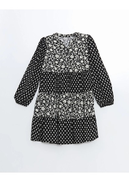 Lcw Kids Siyah Bisiklet Yaka Çiçekli Kız Çocuk Elbise fırsatları