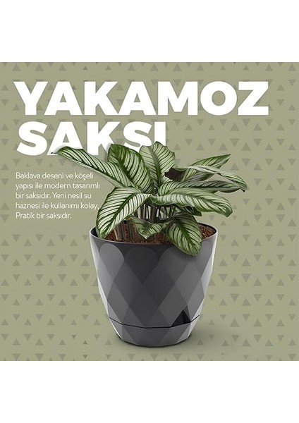 Yakamoz Prizma Saksı Drenajlı Tabaklı Plastik Çiçek Saksısı (Beyaz, 9.2 Lt) fiyatları