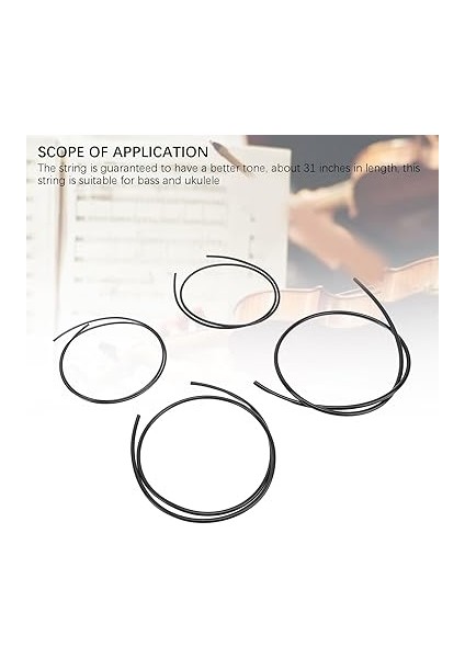 Performanslı Ukulele Dizeleri Seti, Güçlü Ses ve Sabit Tonlama, Müzik Severler Için 4 Not Telli 78,7 cm Siyah Bas ve Ukulele Dizeleri Kiti indirimleri