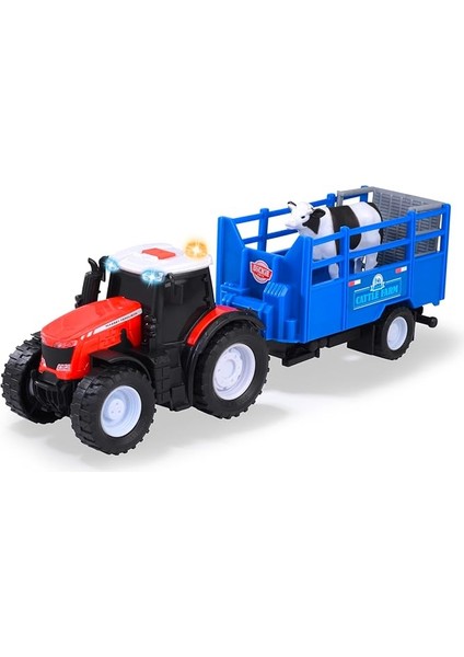 Toys 203734003, Massey Ferguson Taşıyıcı, Sesli ve Işıklı, Serbest Tekerlek, 1 Adet Hayvan Figürü, Hareketli Parçalar