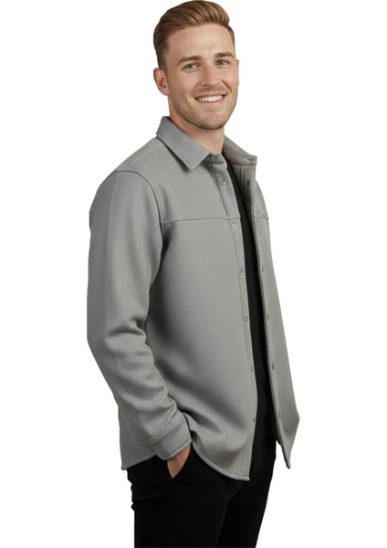 Erkek Gri Likralı Rahat Kalıp Cepsiz Kaşe Ceket – Çıt Çıtlı, Esnek Şık Model Ceket 0760 fiyatları