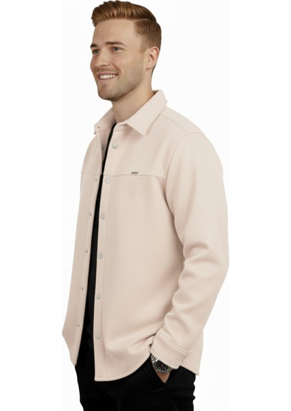 Erkek Krem Likralı Rahat Kalıp Cepsiz Kaşe Ceket – Çıt Çıtlı, Esnek Şık Model Ceket 0760 fiyatları