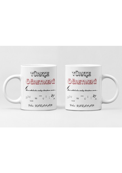 Türkçe Öğretmeni Temalı Anlamlı Yazılı Öğretmenler Günü Hediyesi Kupa Bardak modelleri