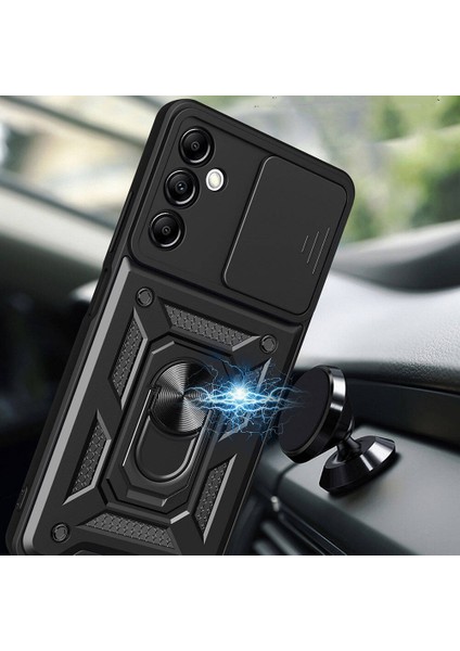 Samsung Galaxy A35 Kılıf Magnetik Standlı Kamera Korumalı Sürgülü Kapak