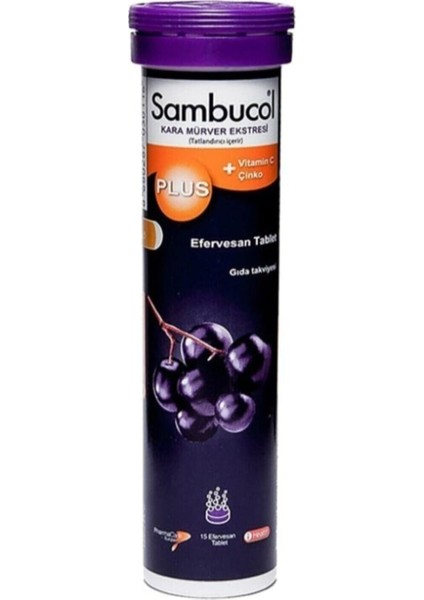 Sambucol Plus Kara Mürver Ekstresi C Vitamini + Çinko Efervesan Gıda Takviyesi (1 x 15 Tablet) fiyatları
