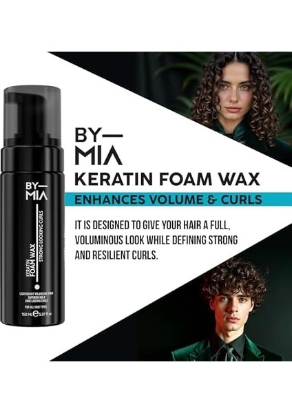 By Mıa Keratin Özlü Saç Şekillendirici Köpük Wax 150ML | Güçlü ve Belirgin Dalgalı Saçlar Elde Edin | Tüm Saç Tipleri Için Uygun modelleri